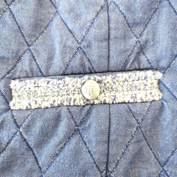 Talbots Fringe Quilted Chambray Jacket Size 4 EUC (Runs small) - Picture 5 of 15